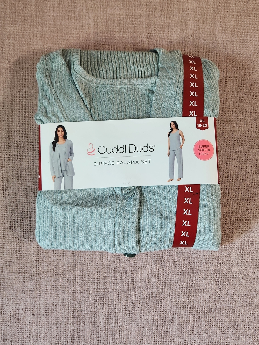 Cuddl Duds Women's 3-Piece Pajama Set - Light Mint Heather